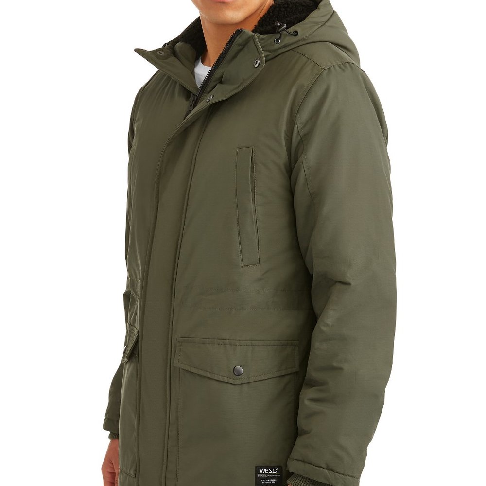 New Men's Fleece-lined Olive-green Winter Parka. - Picture 2 of 12